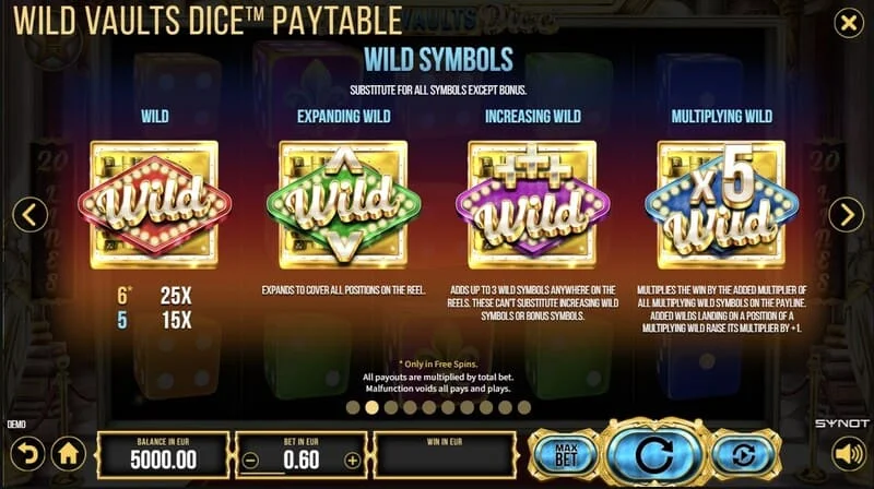 Wild Vaults Dice - Free Spins geactiveerd met drie Vault symbolen
